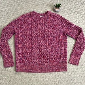 Gap cable crewneck knit sweater pink marled women’s